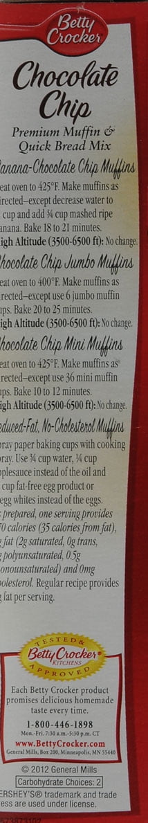 Betty Crocker Chocolate Chip Premium Muffin & Quick Bread Mix, 16.4 oz