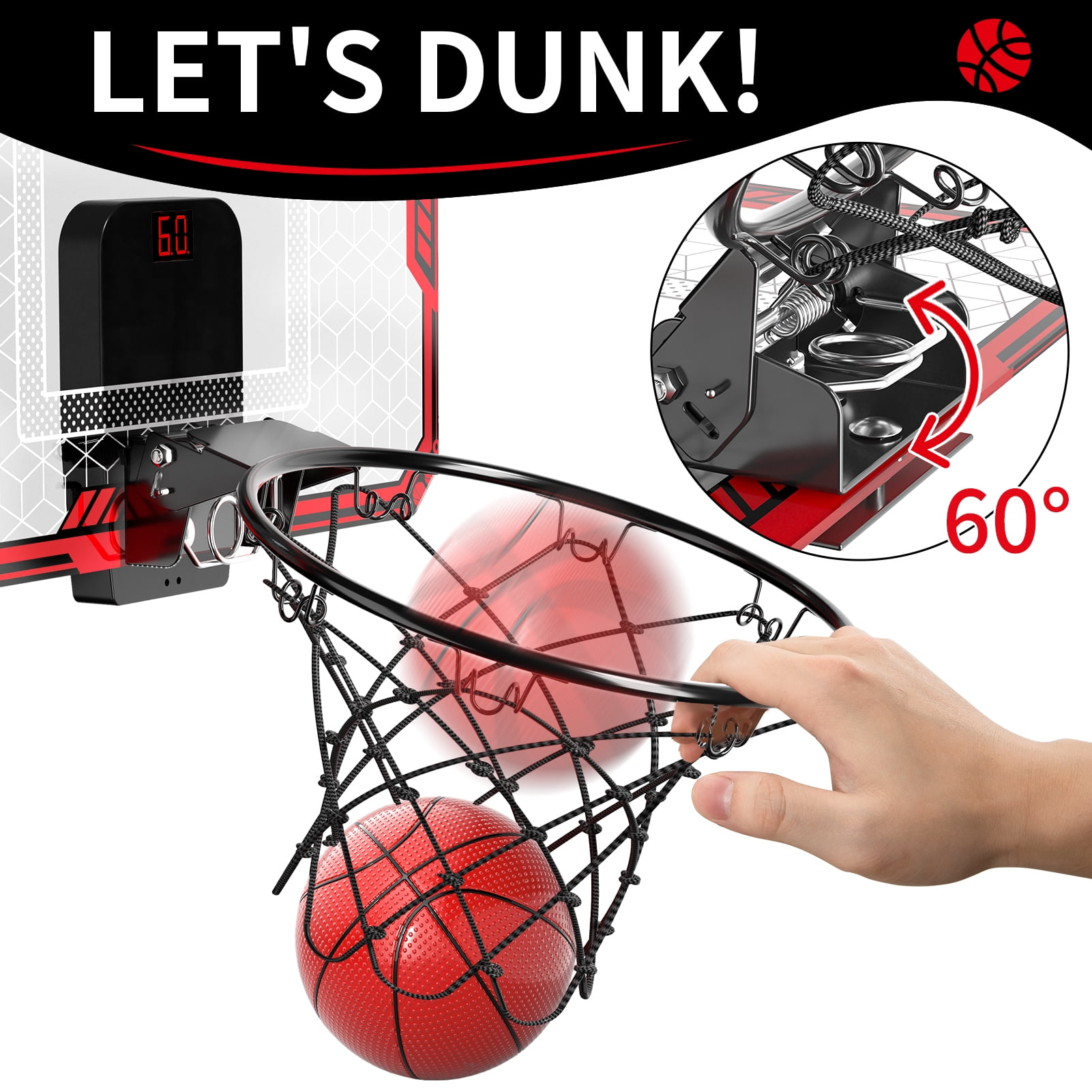 KukuFun Indoor Basketball Hoop for Kids Boys, Mini Basketball Hoop Indoor Sets Toys with 4 Balls & 3 Scoreboard, Birthday Toys Gifts for 3 4 5 6 7 8 9 10 11 12 Year Old Boys
