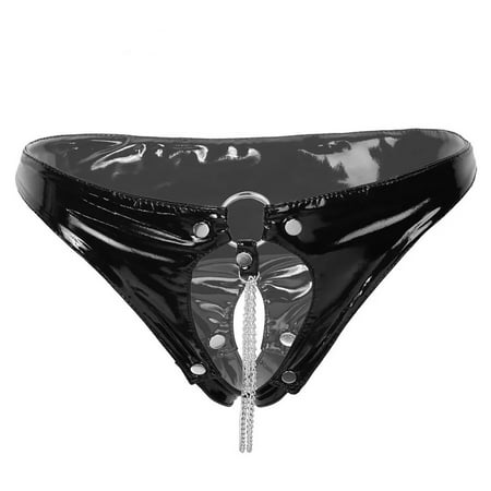 MQLKF High Gloss Leather Sexy Split Chain Sexy Triangle Shorts Intellectual Breathable Women Bodysuit