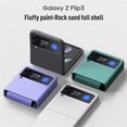 thumbnail image 3 of SaniMore for Samsung Galaxy Z Flip 3 6.7" Folding Hinge Fluffy Paint Case, Rugged PC Anti-Fingerprint Anti-Scratch Full Body Protective Case for Samsung Z Flip 3 Women Men, Purple, 3 of 6