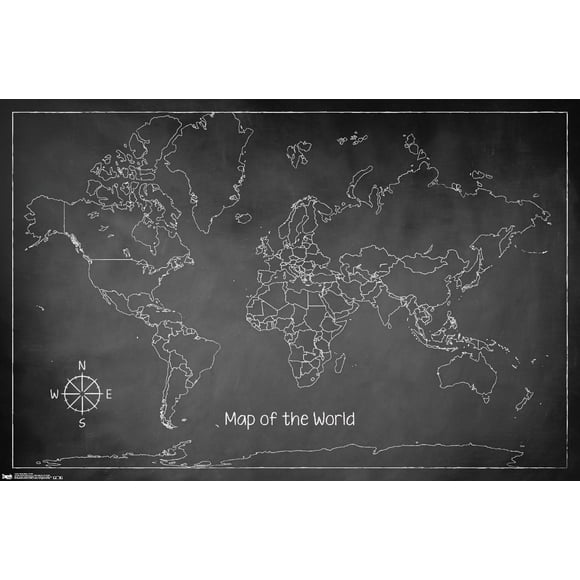 Chalk Map - World Wall Poster, 22.375" x 34"