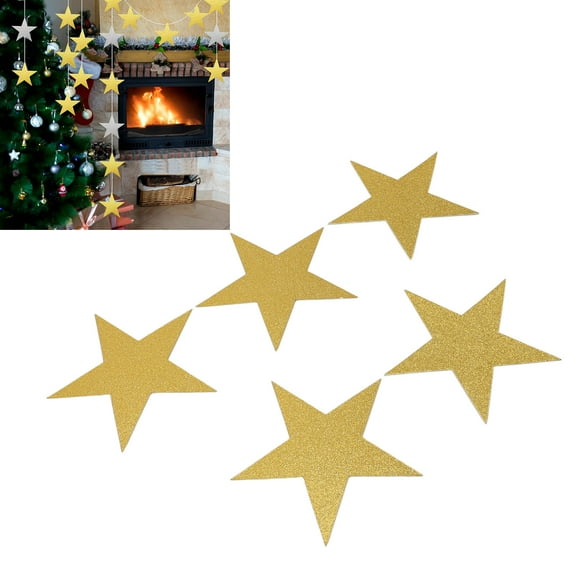 Sparkling Paper Stars, 50 Pack Glitter Decoration For Bulletin Boards, Weddings Events