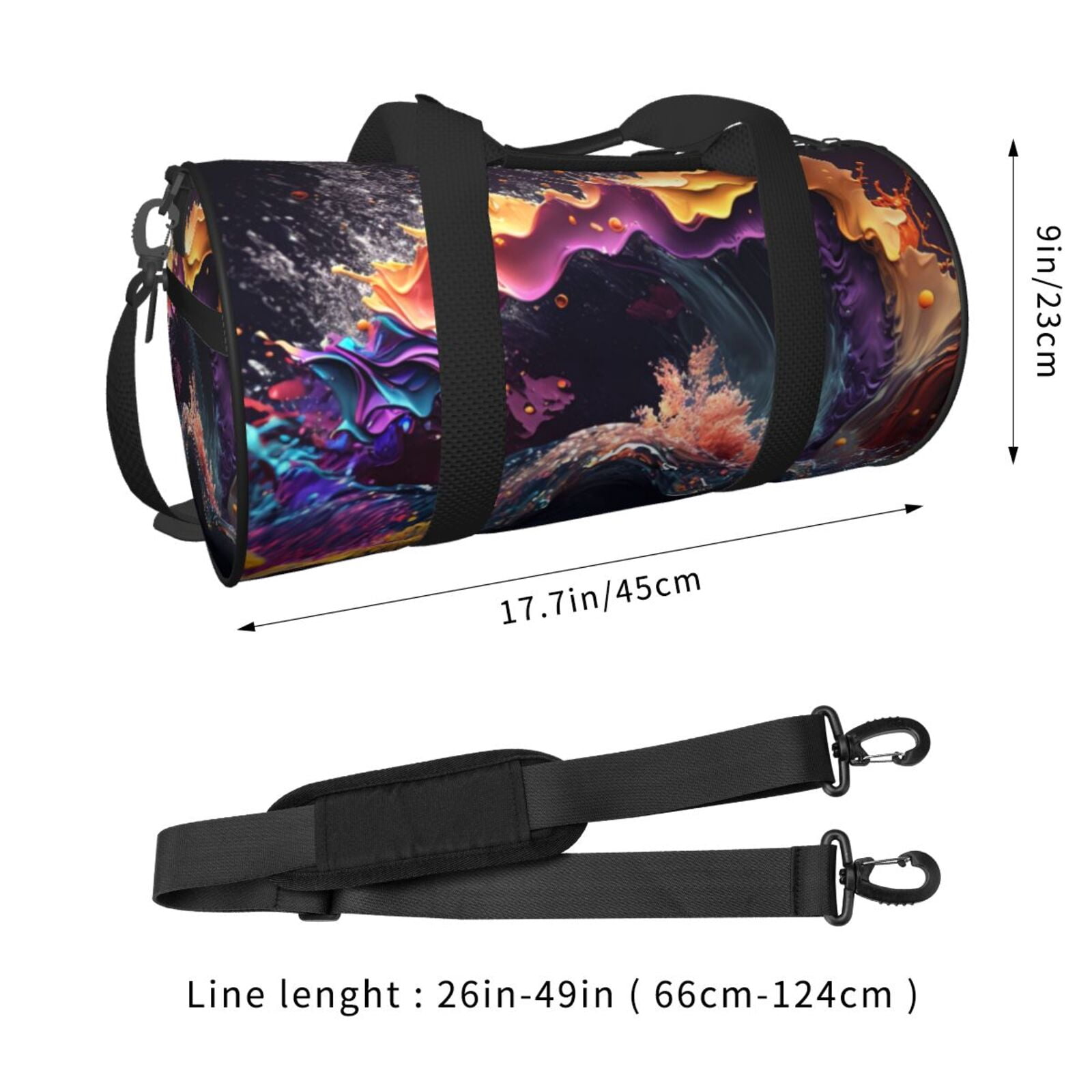 Vsdgher Explosive Fluid Splash Art 45L Foldable Duffel Bag, Sports Gym Bag,Overnight Bag, Portable Weekender Bag for Airplanes