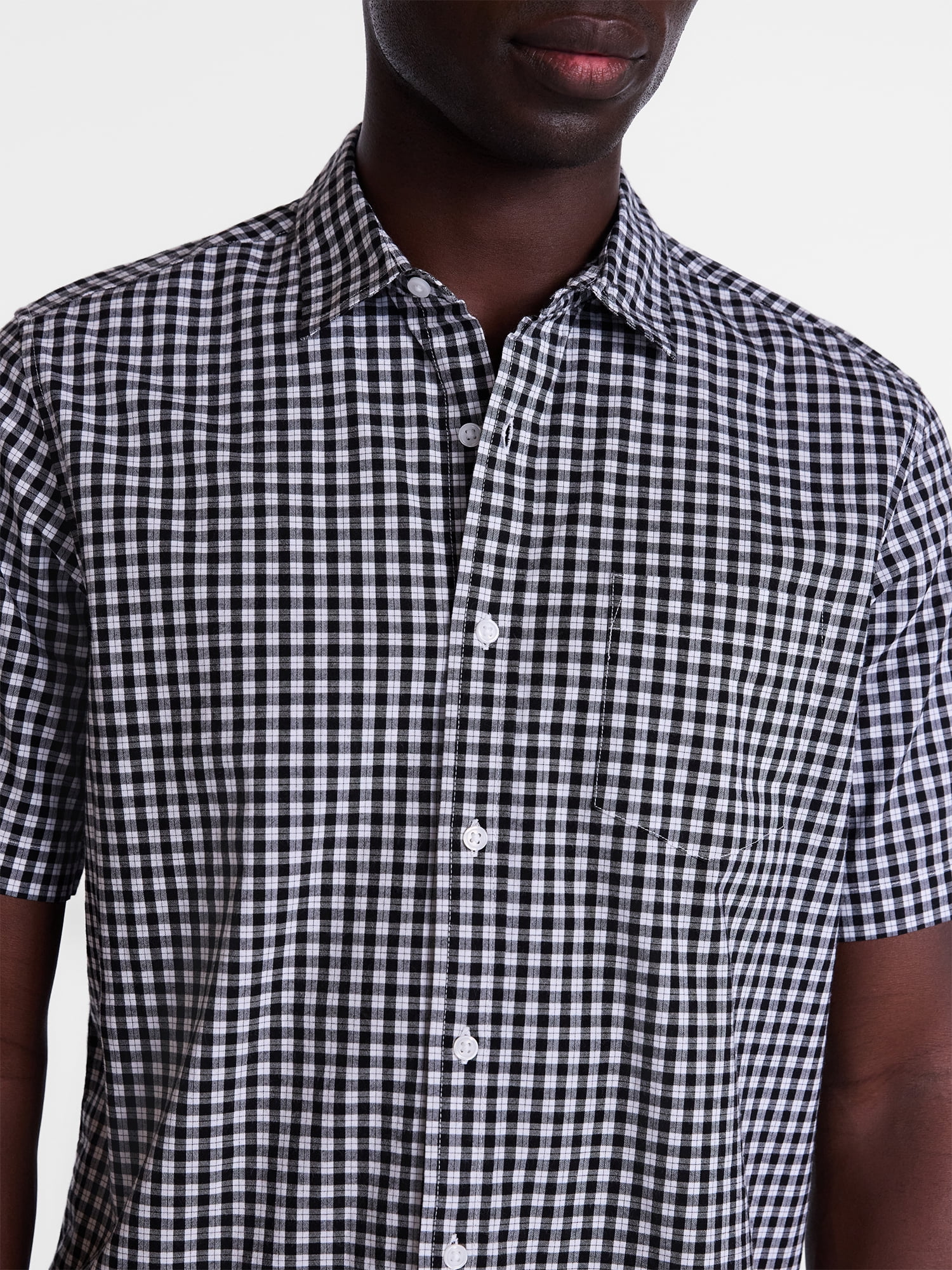 George Men's and Big Men's Modern Fit Poplin Button Up Shirt with Short Sleeves, Sizes XS-3XL