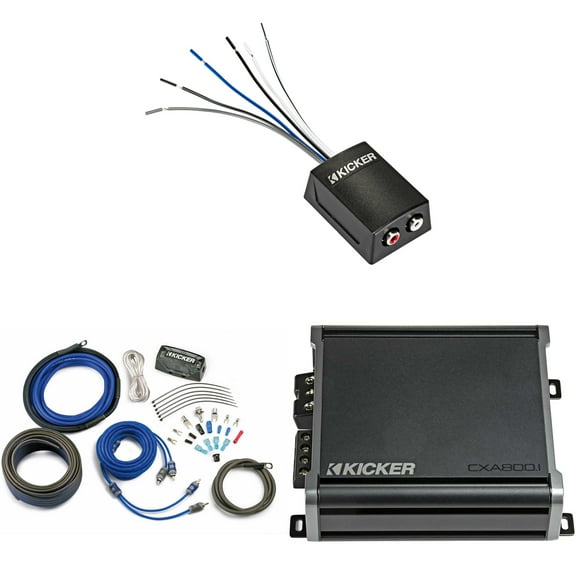 KICKER CXA800.1 800 Watt Mono Amp, KISLOC2 & 4AWG 2 Channel Amp Install Kit