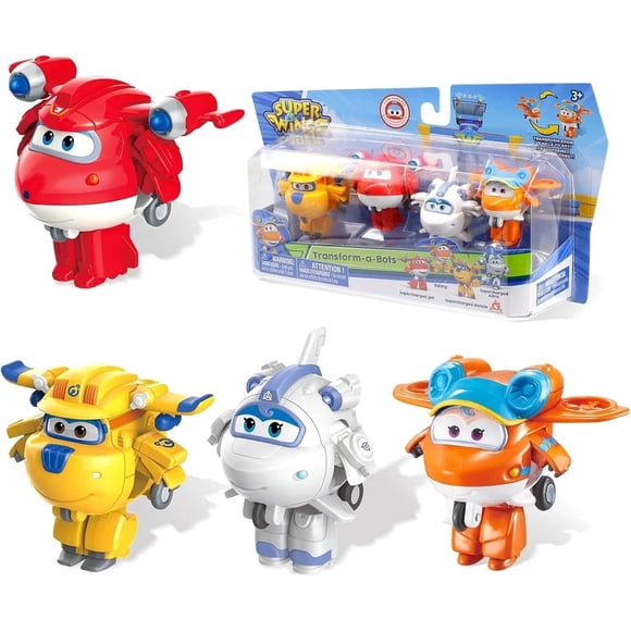 Super Wings Transform-a-Bots 4 Pack Jett Donnie Astra Sunny Mini Figures