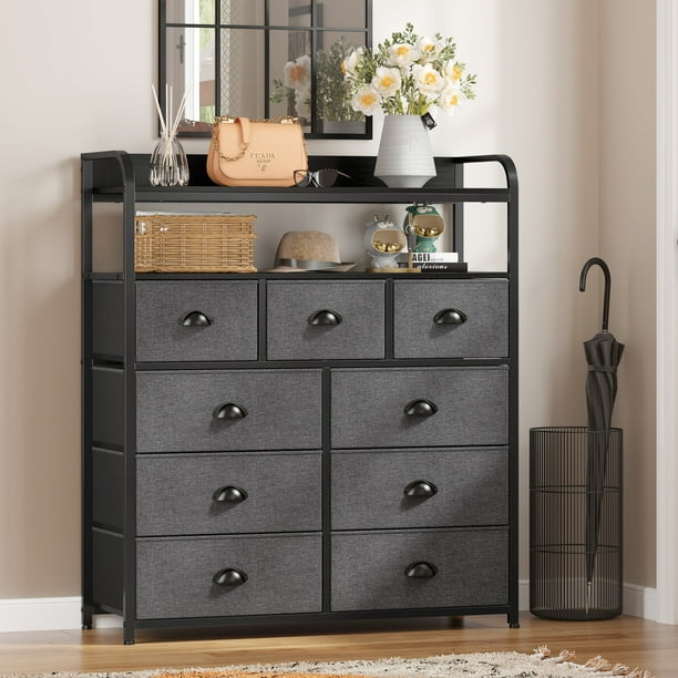 EnHomee 9 Drawer Dresser for Bedroom Dresser Fabric Storage Tower