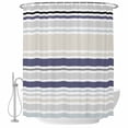 thumbnail image 2 of Beige Stripe Waterproof Fabric Shower Curtain,Modern Abstract Art Navy Blue Striped Rustic Waterproof Fabric Shower Curtain for Bathroom Curtains Bathtubs Shower Curtains with 12 Hooks Stall 48x72in, 2 of 8