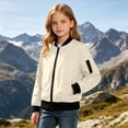 thumbnail image 7 of XUNKUSGA Unisex Kids Bomber Jacket Lightweight Zip Up Water Resistant Baseball Jacket Fashion Contrast Ribbed Cuffs Windproof Outerwear with Pockets,5 Years, 7 of 7