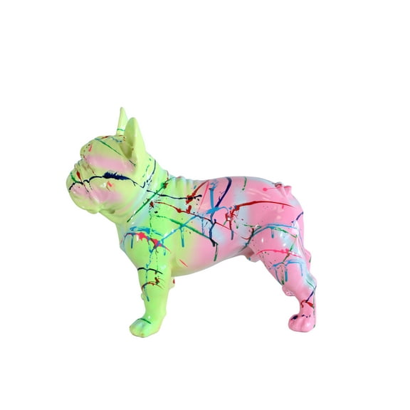 Nifao Colorful Splatter French Bulldog Resin Statue – Home Decor Sculpture, 11"L x 5"W x 10"H