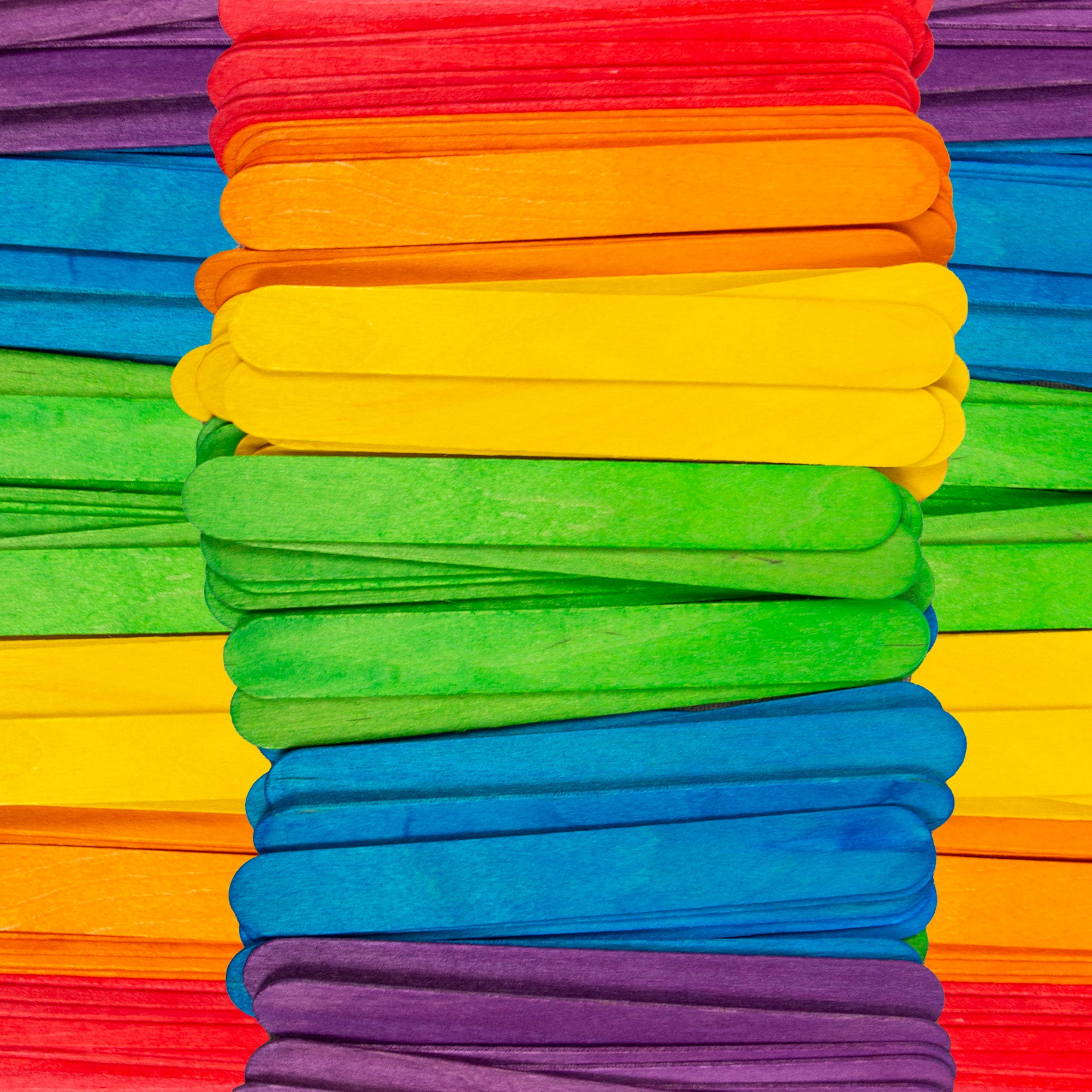 Simple full rainbow backdrop, colorful wooden popsicle sticks