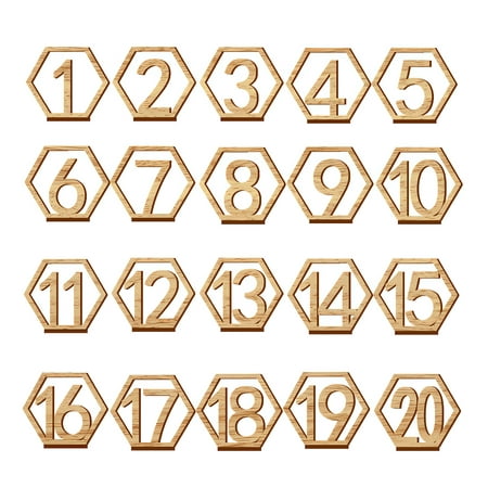 

Wooden Table Numbers 1-20 Table Number Sign with Base Hexagonal Wedding Table Number for Restaurant Cafe Wedding Reception