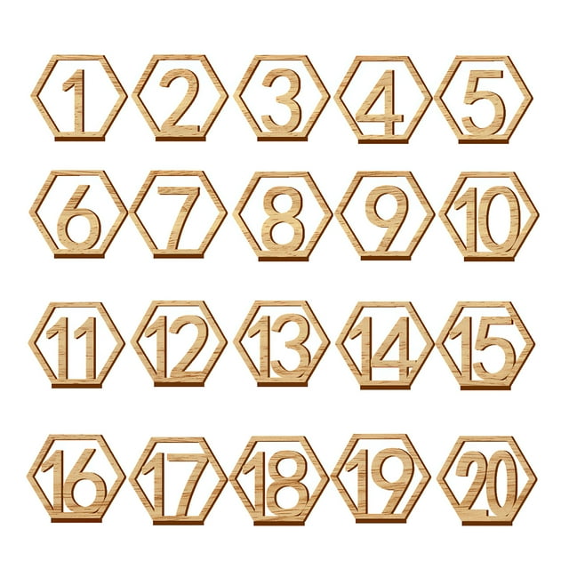 Números De Mesa De Madera 1-20 Signo De Número De Mesa Con Base Hexagonal Número De Mesa De Boda Para Restaurante Café Recepción De Boda Methold HA015696-00