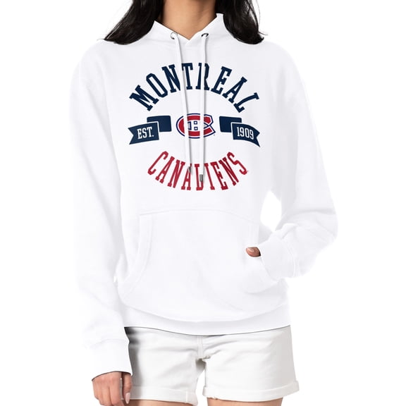Women's G-III 4Her by Carl Banks White Montreal Canadiens City Graphic Fleece Pullover Hoodie