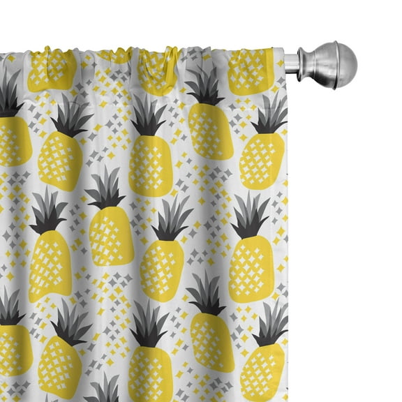 Ambesonne Exotic Curtains, Tropic Coastal Theme, Pair of 28"x84", Yellow Grey Black