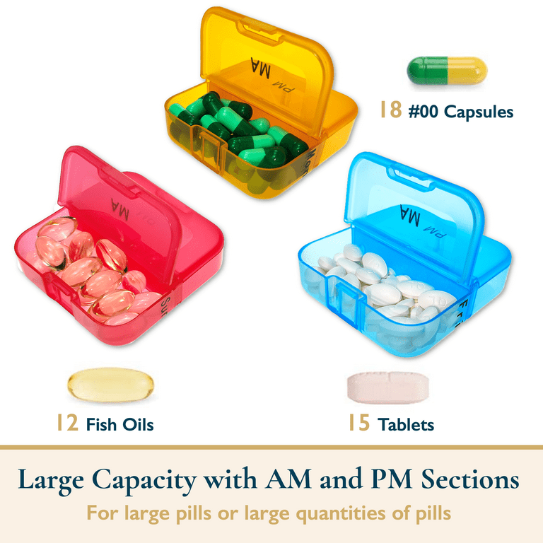 Weekly Pill Organizer 2 Times a Day,Travel Large Pill Boxes Organizer 7  Days AM PM