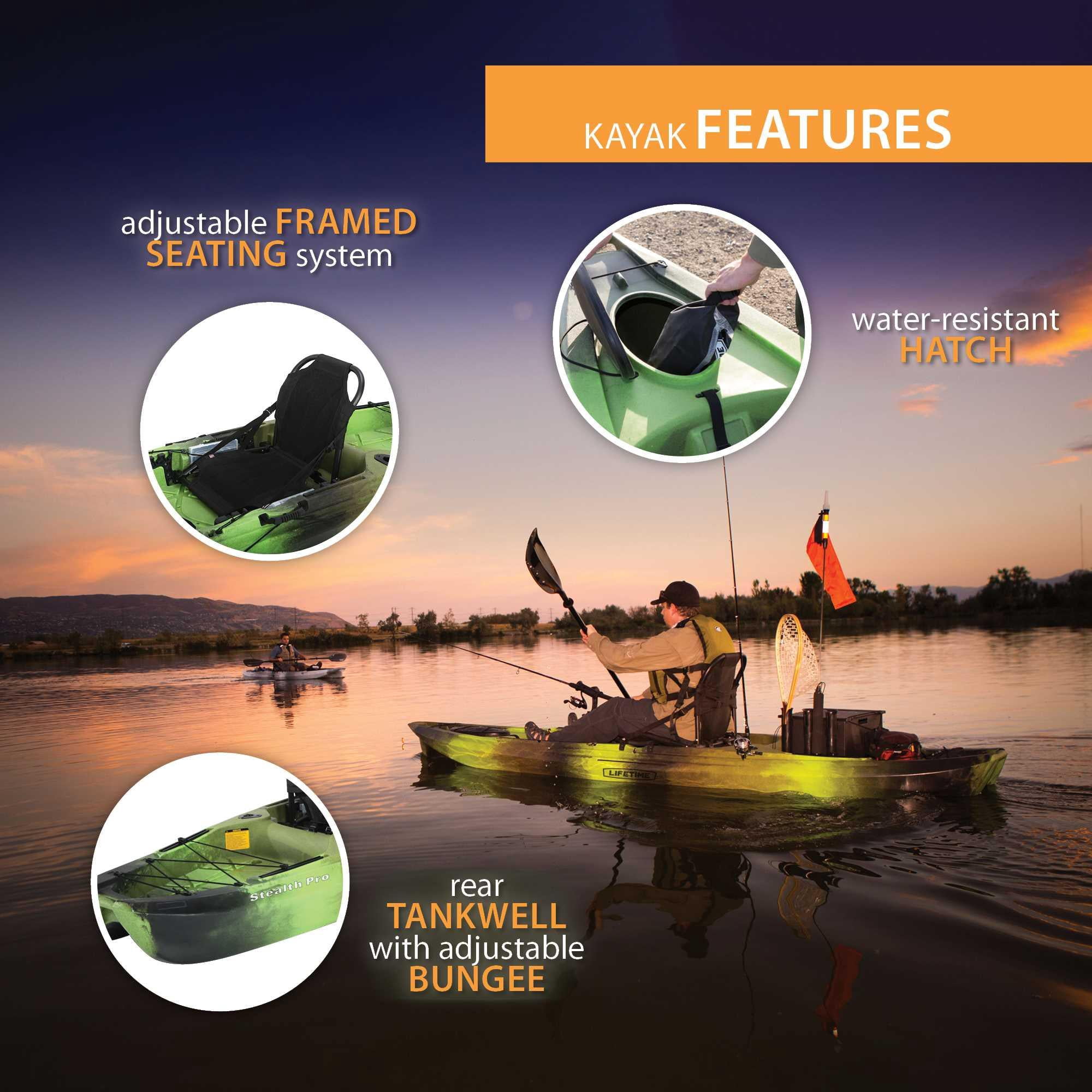 Lifetime Stealth Pro-Comfort Angler 11 ft 8 in Sit-On-Top Fishing Kayak, Gator Camo (90693)