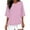 Pink, variant on hotojiny 3/4 Sleeve Cotton Linen Shirt Plus Size Crew Neck Solid Color Oversized Tee Summer Breathable Plus Size Tops for Women