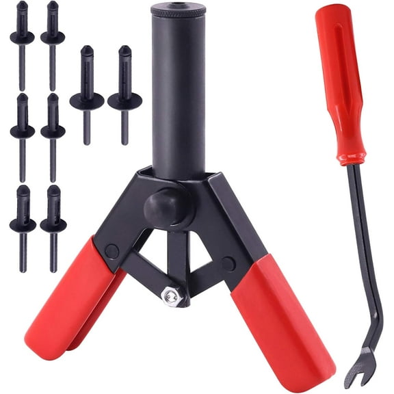 42Pcs Plastic Rivet Gun Set with 40Pcs 4Sizes Nylon Blind Rivets and 1Pcs Bonus Fastener Removal Tool, Hand Riveter Suitable for Automotive and More