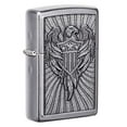 thumbnail image 2 of Zippo Eagle Shield Emblem Design Street Chrome Pocket Lighter, Silver, 2 of 10
