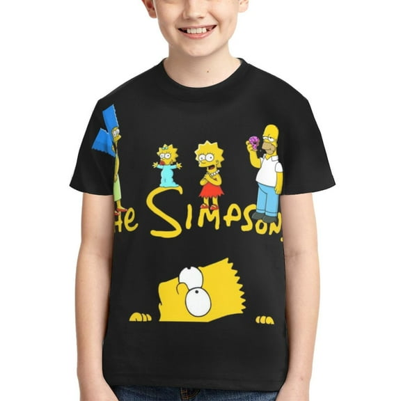 Boys Girls Simpsons T-Shirts 3D Printed Novelty Short Sleeve Shirts Kids Youth Game Cartoon Tee Shirts Summer Tops