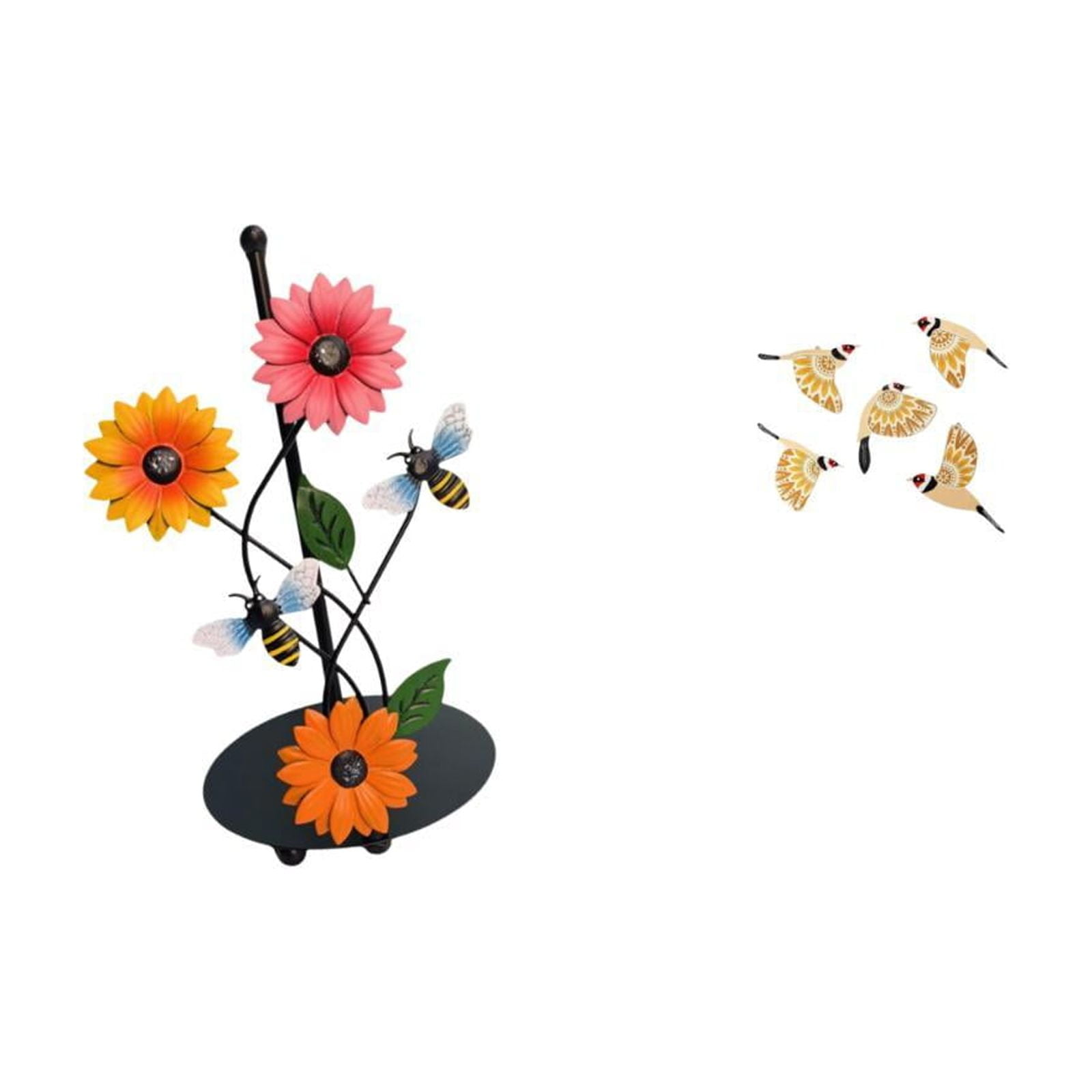 Fiocias Toilet Paper Holder Paper Towel Holder Countertop Wooden Bird Wall Art Standing Kitchen Roll Holders Iron And Wood Material Suitable for Gift Giving H