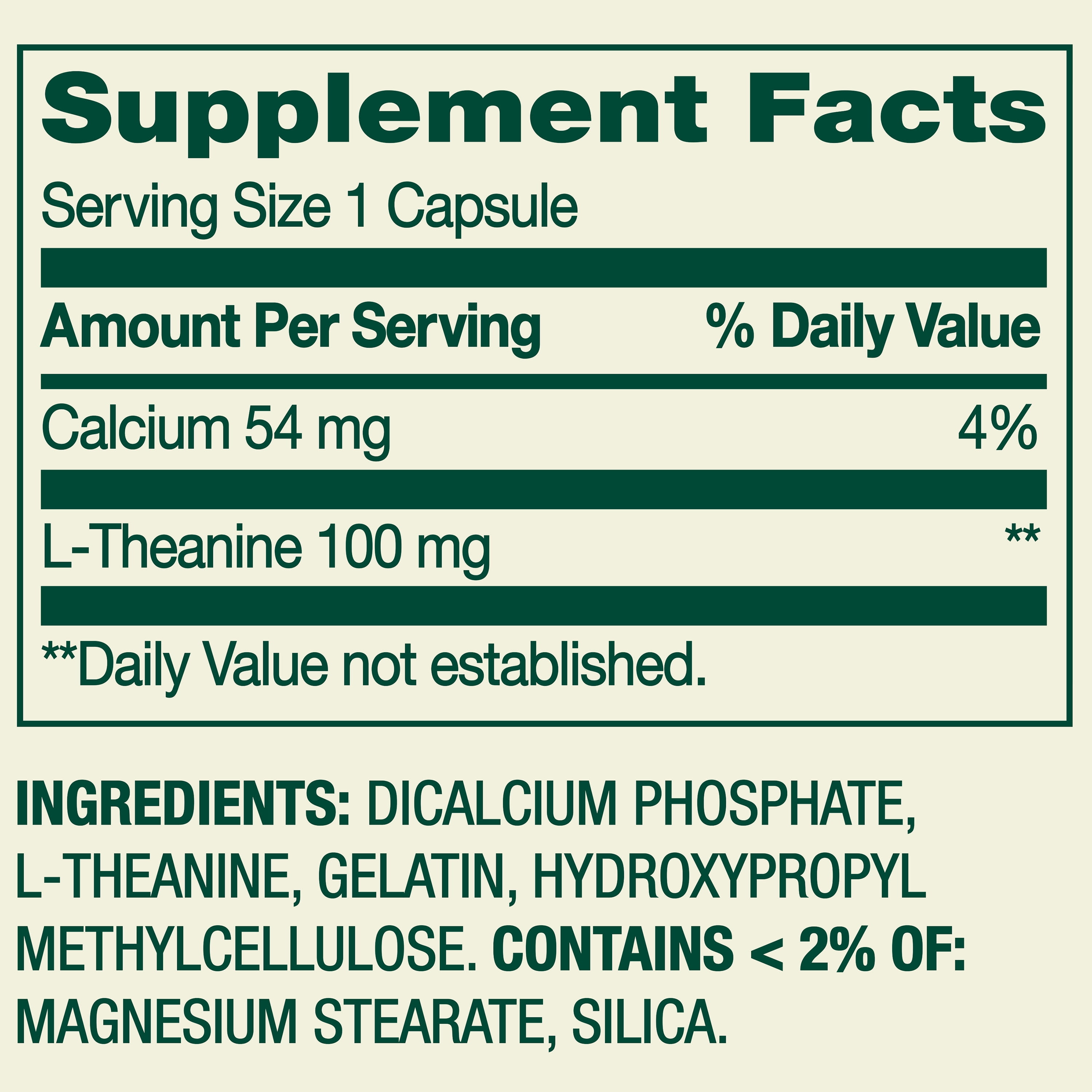Spring Valley L-Theanine Dietary Supplement Capsules for Mood Support, 100 mg, 100 Count