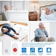 Wireless Caregiver Pager Nurse Alert System SOS Call Button Vibration Pager With 58 Melodies 4 Volume Levels For Patients Seniors Elderly Home Monitoring
