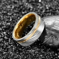 thumbnail image 4 of Damascus Steel Band Gold Groove Two Tone Ring Comfort Fit Inner Ring for Men Size 7-12, 4 of 5