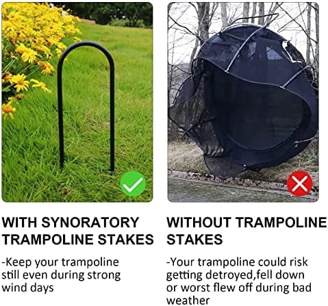 12inch Trampoline Accessories Trampolines Stakes Trampoline Anchors Heavy Duty High Wind U Type, Safety Accessories Galvanized Steel for Soccer Goals, Camping Tents and Garden Decoration