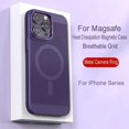 thumbnail image 4 of Magsafe-funda magnética con disipación de calor para iPhone, carcasa dura de rejilla transpirable mate con marco de lente de Metal para iPhone 14, 15 Plus, 13, 12, 11 Pro Max, 4 of 5