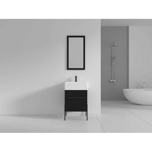 Fine Fixtures Modern Black Marble 20 Bathroom Vanity Set Hardware Vitreous China Sink Top Com Modern Black Marble 20 Bathroom Vanity, 36 By 20 Vanity Top
