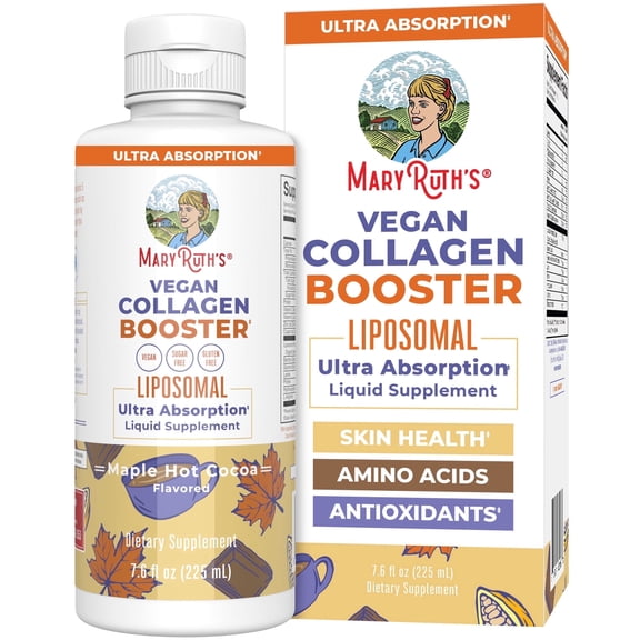 MaryRuth's Collagen Booster Liposomal Vitamin C, E, Zinc, Copper, Maple Hot Cocoa Flavor, Vegan, Adults, Unisex, 1-Count, 7.6 fl oz (225 mL)