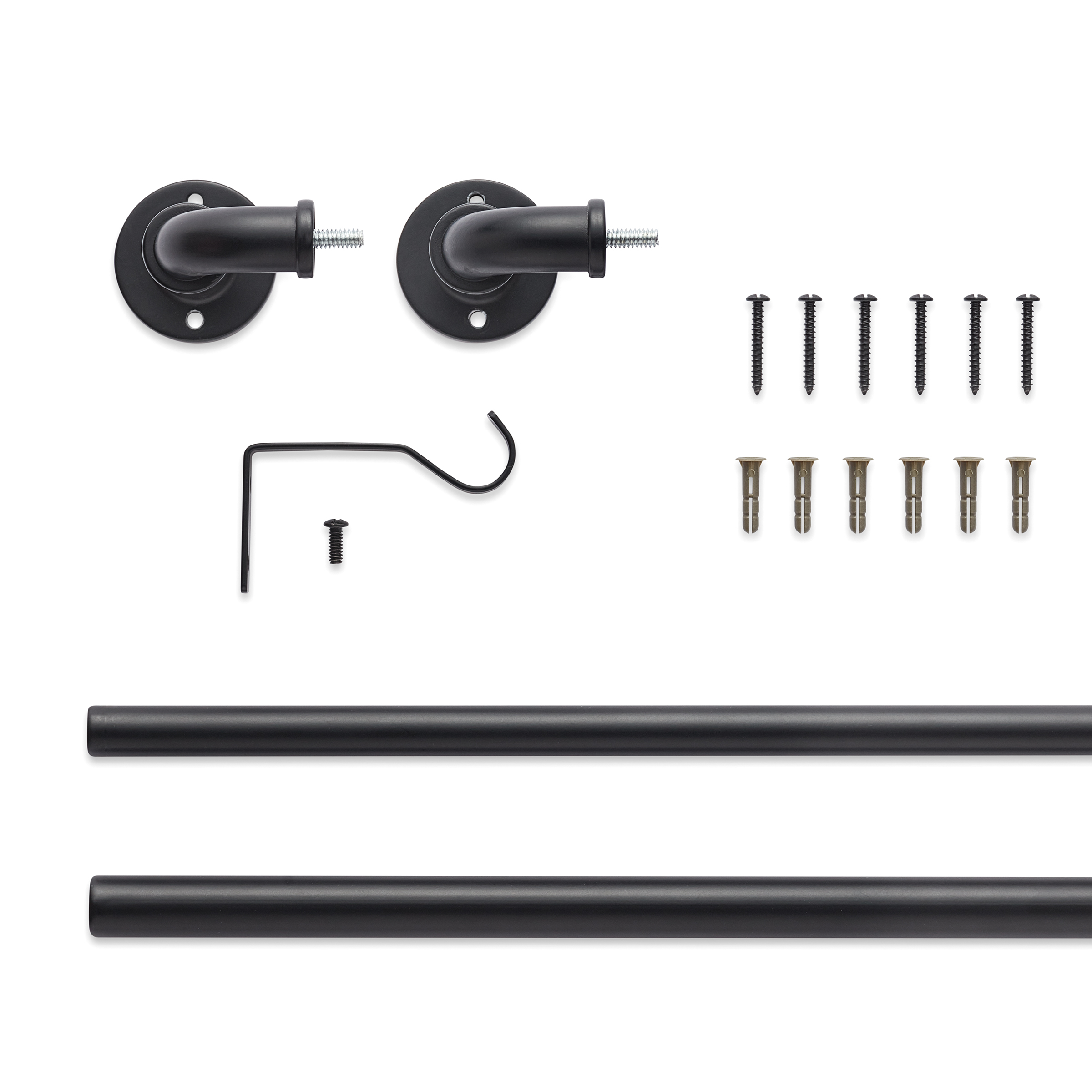 Eclipse Somerton 3/4" Pipe Blackout Wrap Curtain Rod, 36-66", Matte Black