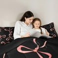 thumbnail image 5 of jejeloiu Chic Bow Knot Bedding Comforter Set,Cute Kawaii Bow Twin Comforter Sets,Black Pink Bedding Set For Girl,Super Cozy Room Decor Reversible,2 Pieces, 5 of 8