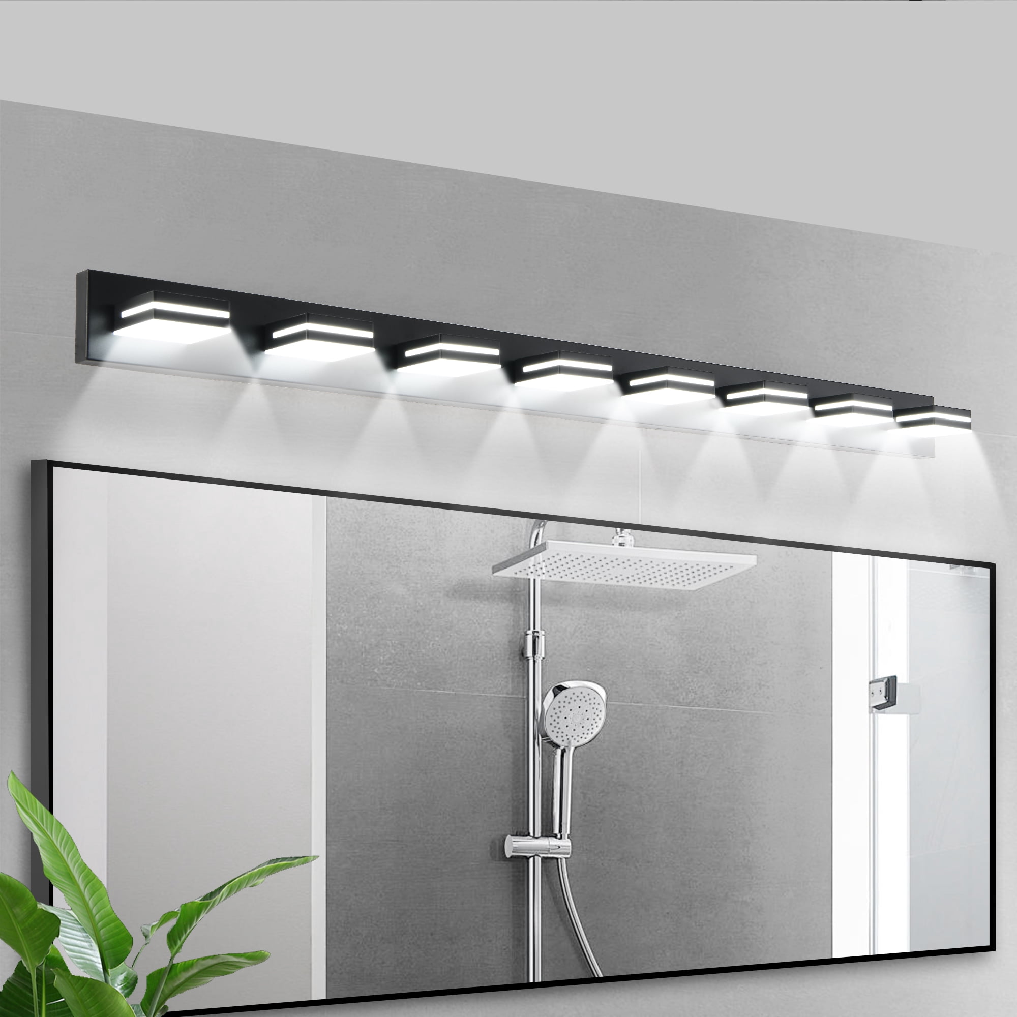 Miniyam 8-Lights LED Vanity Light, Modern Wall Sconce for Bathroom Over Vanity Mirror, Dimmable Light Fixture, Black