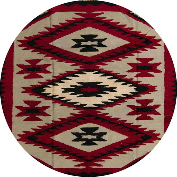 Ahgly Company Indoor Round Abstract Dark Almond Brown Abstract Area Rugs, 4' Round