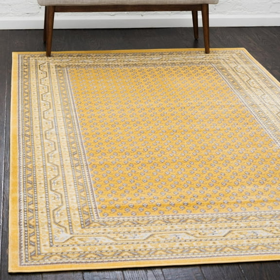 Unique Loom Williamsburg Collection Area Rug - Allover (9' x 12' Rectangle Yellow/Gray)