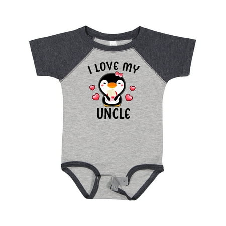 

Inktastic I Love My Uncle with Cute Penguin and Hearts Gift Baby Girl Bodysuit