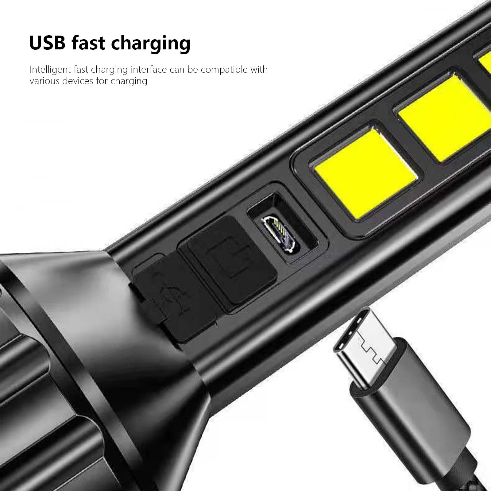 COB Strong Light Flashlight Portable USB C Rechargeable Bright Household LED Lamp Built-in Battery with Power Display Holiday Savings Gifts