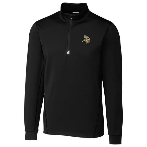 Men's Cutter & Buck Black Minnesota Vikings Traverse Quarter-Zip Pullover Jacket