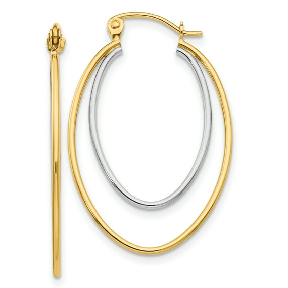 Beautiful 14K Two Tone Lightweight Hoop Earrings
