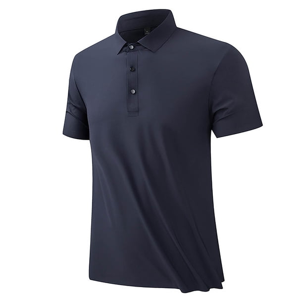 pstuiky camisetas de hombre, Camisa/camiseta informal de verano para hombre con solapa y botones lisos para uso diario y al aire libre camisas casuales para hombre l