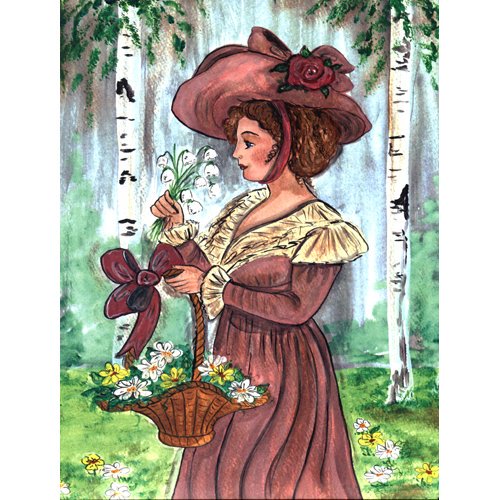 Caroline S Treasures Fancy Lady With Hat And Flowers 2 Sided Garden Flag Walmart Com Walmart Com
