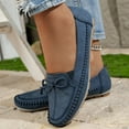 thumbnail image 3 of Bowknot Suede Loafers for Women Slip On Flats Comfortable Business Dressy Casual Non Slip Work Walking Shoes Blue Size 7, 3 of 7
