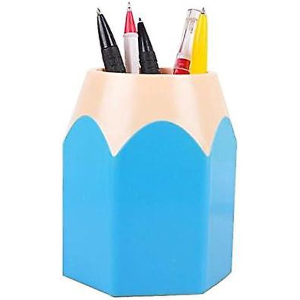 Florero para bolígrafos, portalápices, soporte para brochas de maquillaje, organizador de escritorio, papelería, almacenamiento de papelería (azul)