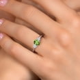 thumbnail image 4 of Gem Stone King 925 Sterling Silver Green Peridot and White Moissanite Engagement Ring for Women | 1.22 Cttw | Oval 7X5MM | Gemstone August Birthstone | Size 5, 4 of 7