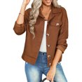 thumbnail image 2 of SAYOO Chaqueta de manga larga para mujer, abrigo ajustado con cuello vuelto y botones de color liso, prendas de vestir exteriores informales de estilo callejero simple SAYOO  S M L XL, 2 of 8