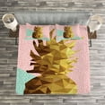 thumbnail image 3 of Ambesonne Indie Quilted Bedspread Set 3 Pcs, Poly Pineapple Summer, Queen Size, Mint Green Pale Brown, 3 of 3