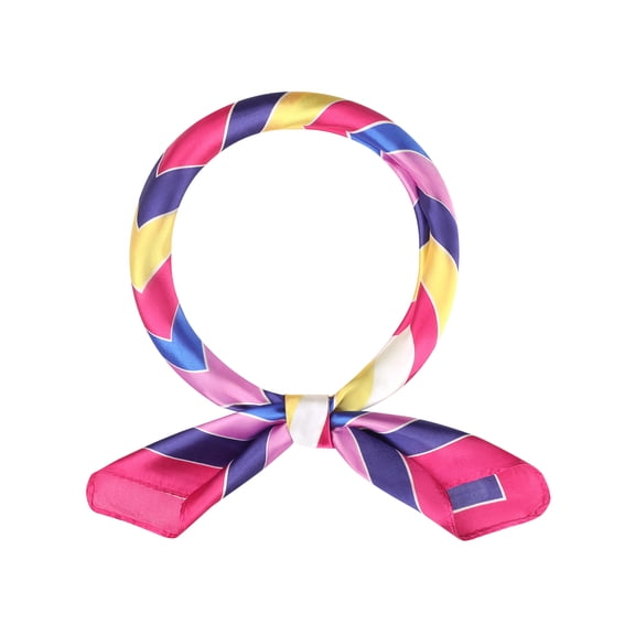 INSPIRE CHIC Women Colorful Striped Satin Scarf, 23.6x23.6" Square Silk Like Neck Scarves Neckerchief 23.6x23.6"(LxW) Colorful-1